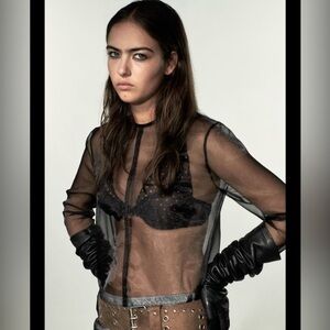 Zara Sheer Black Top size Large